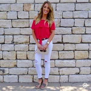 Express Off the Shoulder Tie Front Top - Size XS